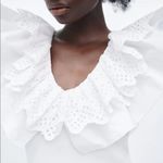 ZARA  White Eyelet Ruffle Collar Bodycon Mini Dress NWOT Photo 1