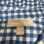 Woman Within ‎ Women Seersucker Button Top 3X Blue Gingham Cottagecore Cotton Photo 4