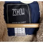 Zshow Womans Quilited Puffer Vest Hood Navy Blue Warm Fur Lined Size‎ Medium New Photo 6