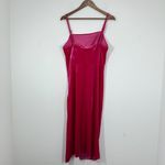 Cider  Fuscia Pink Velvet Square Neck Rouched Side‎ Slit Midi Dress Prom Formal Photo 5