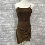 She & Sky  Brown Glitter Ruched Bodycon Mini Dress Photo 1