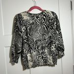 Cable & Gauge Vintage Medium cardigan sweater zebra cheetah print Photo 5