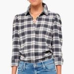 Tuckernuck  Saranac Puff Sleeve Cropped Plaid Flannel Cream Black Cotton Photo 3
