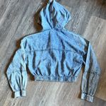 Harper Heritage  Denim Hooded Crop Bomber Full Zip Jacket Size XS Photo 3