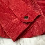 Style of New York Petite Women’s Sz L Red Suede Button Down Jacket Fall Festive Photo 12
