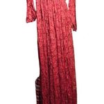 Women Stretch Maternity Dress Lace Long Sleeve V Neck Baby Shower Gown Size M Red Photo 1