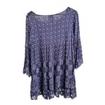 Johnny Was  Embroidered Eyelet Tunic Top‎ Bell Sleeve Blue Floral Size S Photo 5