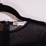 Zara Ribbed Knit Stretch Sheer Mesh Sweetheart Neckline Jumpsuit Jumper Black XS Photo 1