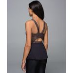 Lululemon Womens Top Brown Black City Tank Peplum V Neck Pleated Embellished 4 Photo 2