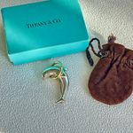 Tiffany & Co. Authentic Rare 18k Gold 925 Silver Dolphin Hoop Brooch Pin Photo 7