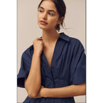 Anthropologie NEW  Exquise The Tobie Button Front Pleated Shirt Dress Eyelet Mini Photo 2