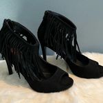 Bongo Black Suede Fringe Heels Photo 11