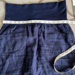Athleta fold over waist linen navy blue front and back pockets pull on skirt Photo 13