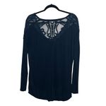 Free People Gatsby Boho Lace Scoop Neck Blue Ribbed Long Sleeve Top Size Medium Photo 7