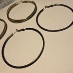 Lot Of 3 Women’s Costume Earrings Pierced Hoop 2 Silver Tone 1 Black Mix Photo 5