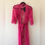 Hunkemoller Pink Peacock Lace Long Kimono Robe, NWT Size L Photo 13