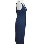 Dress the Population  Lyla Midi Dress Women’s Size M Navy V-Neck Cocktail Formal Photo 3