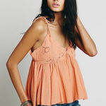 Free People Birds in the Sky Tank Top Bobo Babydoll Coral Pink Shoulder Tie L Photo 0