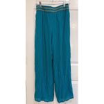 JM Collection ‎ Palazzo Pants Wide Leg Smocked Waist Teal Blue Size S Photo 4
