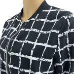 Beulah (M) Black White Plaid Zip Up Lightweight Bomber Jacket Photo 2