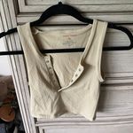 Suzette Collection Tan Button Up Crop Top Photo 1