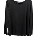 Mario Serrani Italy Black Long Sleeve Soft Knit Top Rounded Neckline Medium Photo 5