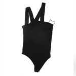 EXPRESS  | Black Asymmetrical Strappy Bodysuit Size S Small - NWT Photo 1
