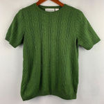 Alfred Dunner Petite Size PS Cable Knit Green Sweater Photo 0