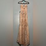 Jump NWT  Apparel Sequin Lace Up Back Spaghetti Strap Formal Gown Champagne Blush Photo 8