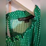 Adrianna Papell  Green Polka-Dot Blouse Top Mock Style Neckline S/M Office Photo 2