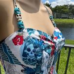 Hell Bunny Amor Eterno (Eternal Love) white,blue,red spaghetti strap dress Sz S Photo 15