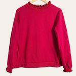 Who What Wear Red Crewneck Mockneck Ruffle Sweater Size L Photo 0