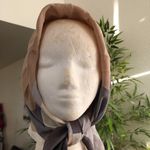 Anne Klein retro geometric silky square scarf brown blur cream scarf/hair wrap Approx 25”x25” Photo 1