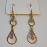Gap Gold and Pink Drop Earrings Photo 1