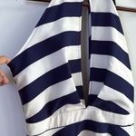 NWT Luxe Blue and White Halter Fit and Flare Mesh Back Cocktail Dress Size L Size L Photo 3