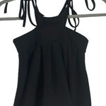 One By One Women's  Black Tie Strap Peplum Blouse Top Shirt Size Med EUC #2389 Photo 0