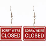 None Red “Sorry We’re Closed” Statement Earrings – Funny Cute Novelty Jewelry Photo 1