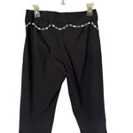 Cache Navy Pant with Metal Chain Enamel Belt Stretch 2" Waist Band Flare Leg Photo 4