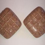 Vintage Gold Tone Shimmer Enamel Classic Retro Boho Clip On Earrings Photo 0