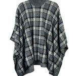 Theory XS/S Oversized Florencio Plaid Pancho Sweater 100% Wool Black & White Photo 1