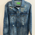 Sandrine Rose x Free People Distressed Embroidered Denim Trucker Jacket L NEW Blue Size L Photo 0