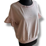 Jane & Delancey Women's Sweatshirt Top Vintage Look Ruffle Short Sleeve M Pink Size M Photo 0