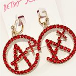 Betsey Johnson ♥️✨ A Plus Red Rhinestone Crystal Drop Earrings Photo 1