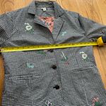 Sundance Womens Tansy Gingham Floral Embroidered Linen Blend Blazer Size Medium Photo 3