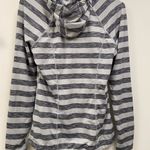 Luka athletic top jacket. Front Zipper. Grey & white striped. Size medium. Blue Photo 2