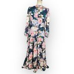 Eliza J  Floral Long Sleeve High-Low Faux Wrap Dress Women's 8 Blue Floral NWT Photo 4