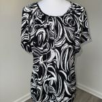 70s Rachel Rachel Women’s Blouse 2X Abstract Black White Sparkly Tie Back Y2K Photo 0
