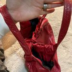 Hype Shoulder Bag Purse Red Engraved Scrunch Top Snap Closure Floral Women Hobo Photo 6