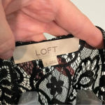 Loft Floral white and black sheer lace top size small Photo 3