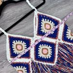 Bohemian crochet knit fringe sleeveless‎ top festival Size M Photo 2